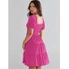 imageANRABESS Womens 2026 Summer Casual Dress Square Neck Puff Sleeve Boho Beach Vacation Short DressHot Pink