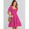imageANRABESS Womens 2026 Summer Casual Dress Square Neck Puff Sleeve Boho Beach Vacation Short DressHot Pink