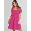 imageANRABESS Womens 2026 Summer Casual Dress Square Neck Puff Sleeve Boho Beach Vacation Short DressHot Pink