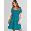 imageANRABESS Womens 2026 Summer Casual Dress Square Neck Puff Sleeve Boho Beach Vacation Short DressLake Green Teal
