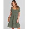 imageANRABESS Womens 2026 Summer Casual Dress Square Neck Puff Sleeve Boho Beach Vacation Short DressOlive Green
