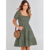 imageANRABESS Womens 2026 Summer Casual Dress Square Neck Puff Sleeve Boho Beach Vacation Short DressOlive Green