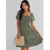 imageANRABESS Womens 2026 Summer Casual Dress Square Neck Puff Sleeve Boho Beach Vacation Short DressOlive Green