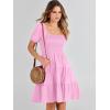 imageANRABESS Womens 2026 Summer Casual Dress Square Neck Puff Sleeve Boho Beach Vacation Short DressPink