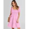 imageANRABESS Womens 2026 Summer Casual Dress Square Neck Puff Sleeve Boho Beach Vacation Short DressPink
