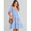imageANRABESS Womens 2026 Summer Casual Dress Square Neck Puff Sleeve Boho Beach Vacation Short DressSkyblue Floral