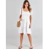 imageANRABESS Womens 2026 Summer Casual Dress Square Neck Puff Sleeve Boho Beach Vacation Short DressWhite