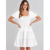 imageANRABESS Womens 2026 Summer Casual Dress Square Neck Puff Sleeve Boho Beach Vacation Short DressWhite