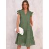 imageANRABESS Womens 2026 Summer Midi Dress Hollow Out Eyelet Ruffle Sleeve V Neck Casual Flowy Tiered Beach Vacation SundressArmy Green