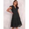 imageANRABESS Womens 2026 Summer Midi Dress Hollow Out Eyelet Ruffle Sleeve V Neck Casual Flowy Tiered Beach Vacation SundressBlack