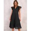 imageANRABESS Womens 2026 Summer Midi Dress Hollow Out Eyelet Ruffle Sleeve V Neck Casual Flowy Tiered Beach Vacation SundressBlack