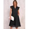 imageANRABESS Womens 2026 Summer Midi Dress Hollow Out Eyelet Ruffle Sleeve V Neck Casual Flowy Tiered Beach Vacation SundressBlack