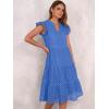 imageANRABESS Womens 2026 Summer Midi Dress Hollow Out Eyelet Ruffle Sleeve V Neck Casual Flowy Tiered Beach Vacation SundressBlue