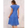 imageANRABESS Womens 2026 Summer Midi Dress Hollow Out Eyelet Ruffle Sleeve V Neck Casual Flowy Tiered Beach Vacation SundressBlue