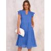 imageANRABESS Womens 2026 Summer Midi Dress Hollow Out Eyelet Ruffle Sleeve V Neck Casual Flowy Tiered Beach Vacation SundressBlue