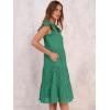 imageANRABESS Womens 2026 Summer Midi Dress Hollow Out Eyelet Ruffle Sleeve V Neck Casual Flowy Tiered Beach Vacation SundressDark Green