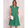 imageANRABESS Womens 2026 Summer Midi Dress Hollow Out Eyelet Ruffle Sleeve V Neck Casual Flowy Tiered Beach Vacation SundressDark Green