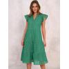 imageANRABESS Womens 2026 Summer Midi Dress Hollow Out Eyelet Ruffle Sleeve V Neck Casual Flowy Tiered Beach Vacation SundressDark Green
