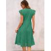 imageANRABESS Womens 2026 Summer Midi Dress Hollow Out Eyelet Ruffle Sleeve V Neck Casual Flowy Tiered Beach Vacation SundressDark Green