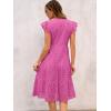 imageANRABESS Womens 2026 Summer Midi Dress Hollow Out Eyelet Ruffle Sleeve V Neck Casual Flowy Tiered Beach Vacation SundressHot Pink