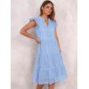 imageANRABESS Womens 2026 Summer Midi Dress Hollow Out Eyelet Ruffle Sleeve V Neck Casual Flowy Tiered Beach Vacation SundressLight Blue