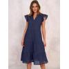 imageANRABESS Womens 2026 Summer Midi Dress Hollow Out Eyelet Ruffle Sleeve V Neck Casual Flowy Tiered Beach Vacation SundressNavy Blue