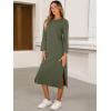 imageANRABESS Womens 34 Sleeve Striped Slit Midi T Shirt Dresses 2026 Summer Casual Beach Vacation Clothes Spring Travel SundressArmy Green