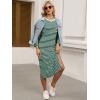 imageANRABESS Womens 34 Sleeve Striped Slit Midi T Shirt Dresses 2026 Summer Casual Beach Vacation Clothes Spring Travel SundressGreen White Stripe