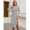 imageANRABESS Womens 34 Sleeve Striped Slit Midi T Shirt Dresses 2026 Summer Casual Beach Vacation Clothes Spring Travel SundressWhite Black Stripe
