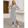 imageANRABESS Womens 34 Sleeve Striped Slit Midi T Shirt Dresses 2026 Summer Casual Beach Vacation Clothes Spring Travel SundressWhite Black Stripe