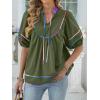 imageANRABESS Womens Babydoll Tops 2026 Summer V Neck Boho Blouse Short Lantern Sleeve Dressy Casual Shirts Flowy Peplum T ShirtArmy Green