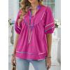 imageANRABESS Womens Babydoll Tops 2026 Summer V Neck Boho Blouse Short Lantern Sleeve Dressy Casual Shirts Flowy Peplum T ShirtHot Pink
