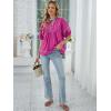 imageANRABESS Womens Babydoll Tops 2026 Summer V Neck Boho Blouse Short Lantern Sleeve Dressy Casual Shirts Flowy Peplum T ShirtHot Pink