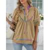 imageANRABESS Womens Babydoll Tops 2026 Summer V Neck Boho Blouse Short Lantern Sleeve Dressy Casual Shirts Flowy Peplum T ShirtKhaki