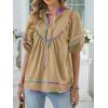 imageANRABESS Womens Babydoll Tops 2026 Summer V Neck Boho Blouse Short Lantern Sleeve Dressy Casual Shirts Flowy Peplum T ShirtKhaki