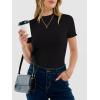 imageANRABESS Womens Lettuce Trim Mock Neck Short Sleeve Tops Casual Ribbed Knit Slim Fit Tee Shirt Spring Layer Vacation OutfitsBlack