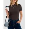imageANRABESS Womens Lettuce Trim Mock Neck Short Sleeve Tops Casual Ribbed Knit Slim Fit Tee Shirt Spring Layer Vacation OutfitsBrown