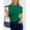 imageANRABESS Womens Lettuce Trim Mock Neck Short Sleeve Tops Casual Ribbed Knit Slim Fit Tee Shirt Spring Layer Vacation OutfitsGreen