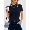 imageANRABESS Womens Lettuce Trim Mock Neck Short Sleeve Tops Casual Ribbed Knit Slim Fit Tee Shirt Spring Layer Vacation OutfitsNavy Blue
