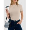imageANRABESS Womens Lettuce Trim Mock Neck Short Sleeve Tops Casual Ribbed Knit Slim Fit Tee Shirt Spring Layer Vacation OutfitsOatmeal