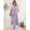 imageANRABESS Womens Maxi Dress 2026 Summer Boho Ruffle Sleeve V Neck A Line Elastic Waist Flowy Wedding Guest Party Long DressesFloral Purple