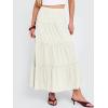 imageANRABESS Womens Maxi Skirt 2026 Summer Beach Vacation Eyelet Boho Long Flowy Skirts Spring Trendy Swing Tiered ALine DressBeige