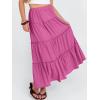 imageANRABESS Womens Maxi Skirt 2026 Summer Beach Vacation Eyelet Boho Long Flowy Skirts Spring Trendy Swing Tiered ALine DressHot Pink