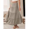 imageANRABESS Womens Maxi Skirt 2026 Summer Beach Vacation Eyelet Boho Long Flowy Skirts Spring Trendy Swing Tiered ALine DressKhaki