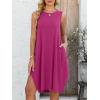 imageANRABESS Womens Summer Casual Beach Cover Up Dress Sleeveless Asymmetric Hem Flowy Vacation Cruise Short SundressHot Pink