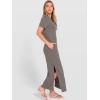 imageANRABESS Womens Summer Casual Maxi Dress Short Sleeve Crewneck Split WrinkleFree Travel Long Sundress Beach Vacation ClothesCoffee Grey