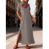 imageANRABESS Womens Summer Casual Maxi Dress Short Sleeve Crewneck Split WrinkleFree Travel Long Sundress Beach Vacation ClothesCoffee Grey