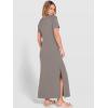 imageANRABESS Womens Summer Casual Maxi Dress Short Sleeve Crewneck Split WrinkleFree Travel Long Sundress Beach Vacation ClothesCoffee Grey