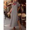 imageANRABESS Womens Summer Casual Maxi Dress Short Sleeve Crewneck Split WrinkleFree Travel Long Sundress Beach Vacation ClothesCoffee Grey