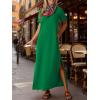 imageANRABESS Womens Summer Casual Maxi Dress Short Sleeve Crewneck Split WrinkleFree Travel Long Sundress Beach Vacation ClothesGreen
